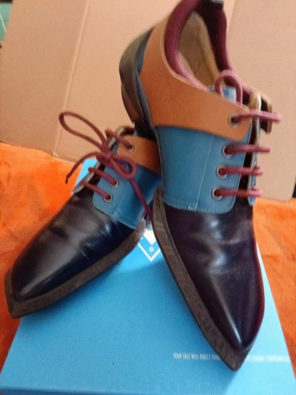 John Fluevog Manifold Witness Mens Size 10 Multi Colorblock